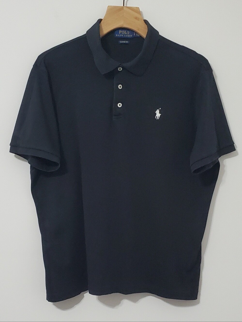 POLO Ralph Lauren Black Cotton Polo Shirt Size Large